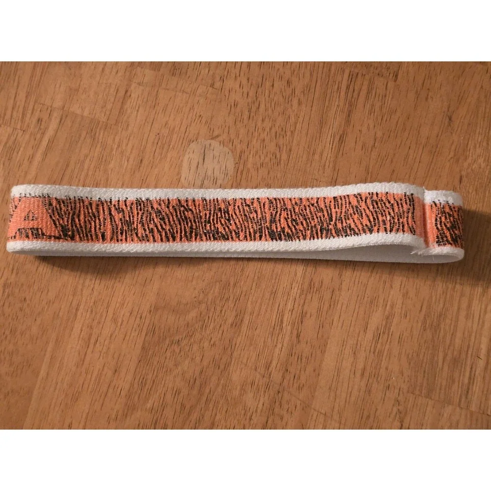 Vintage YMCA Elastic Sweatband Headband Orange Black Tiger Stripe Retro 70s 80s